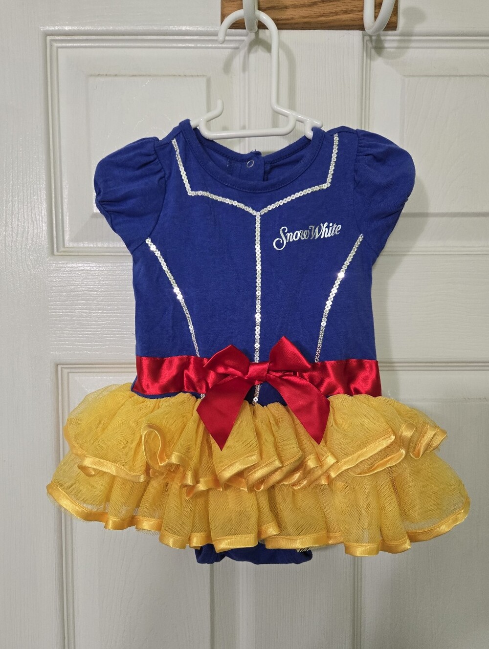 Disney Blue and Yellow Snow White Tutu Costume with Red Bow, 6 Months